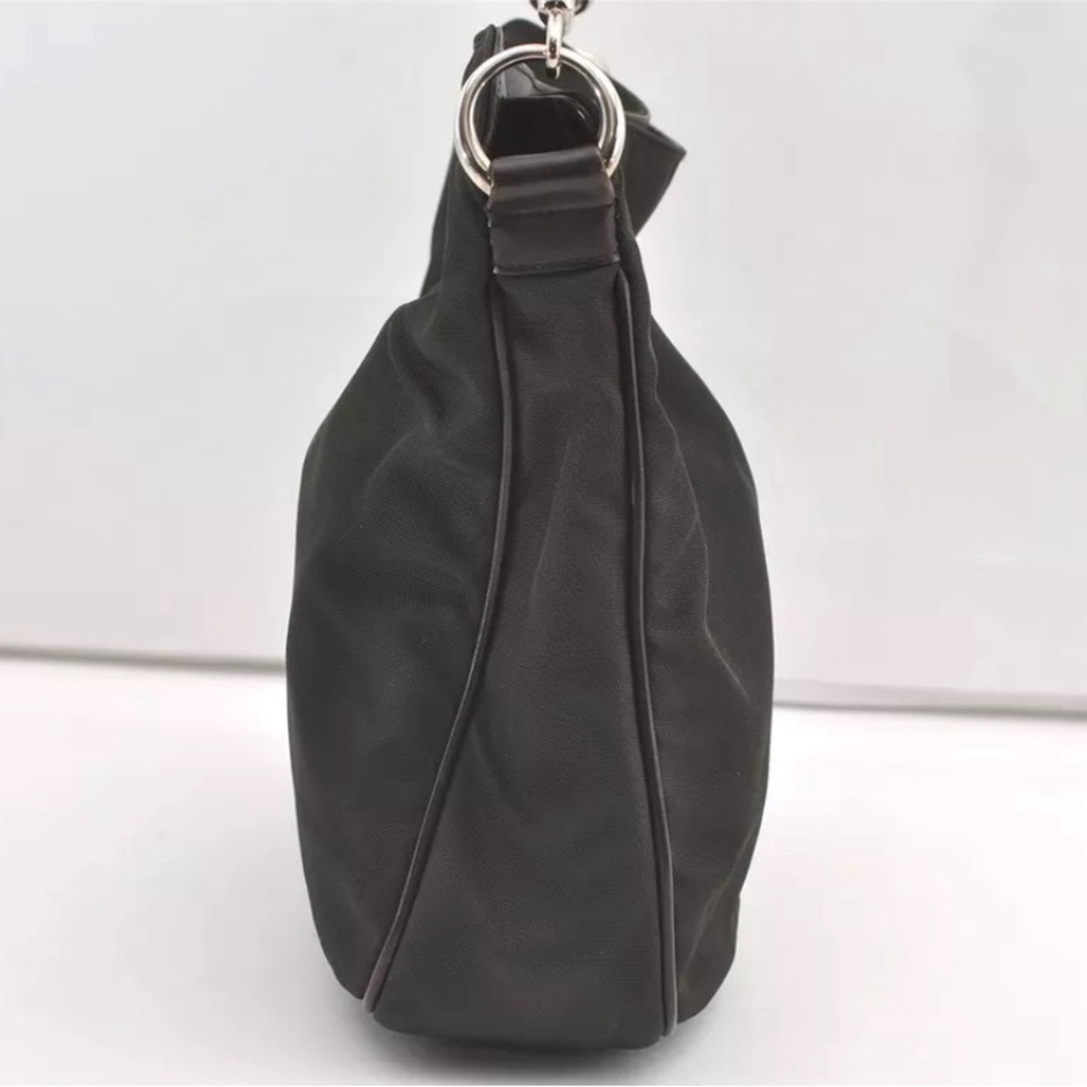 GUCCI Bamboo Shoulder Bag Nylon 2way Khaki Green with brown leather trim - Picture 13 of 15